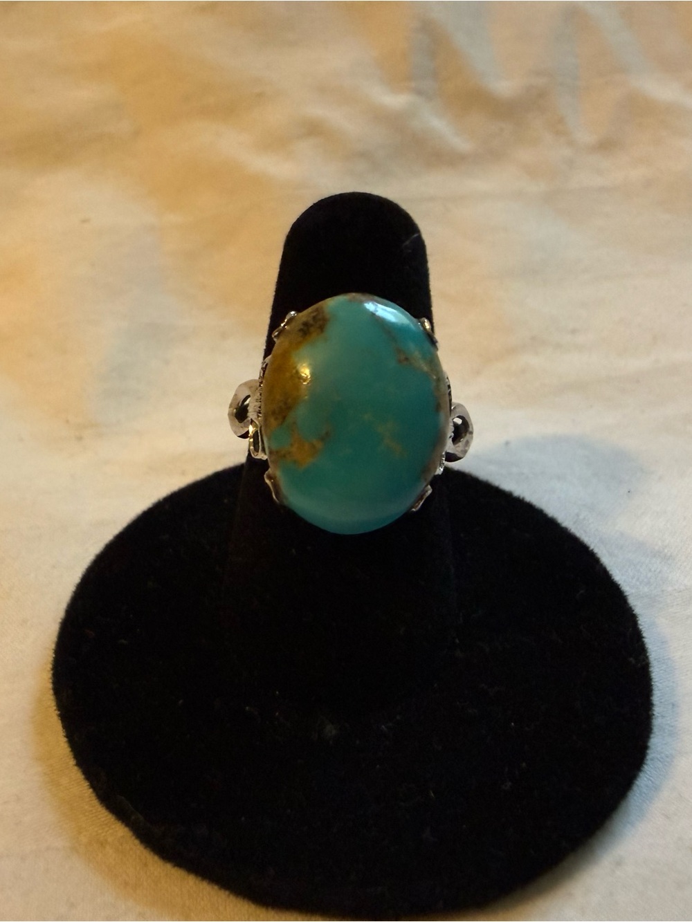Sterling Silver Turquoise Statement Ring - Teal Green Stone - Picture 2 of 10
